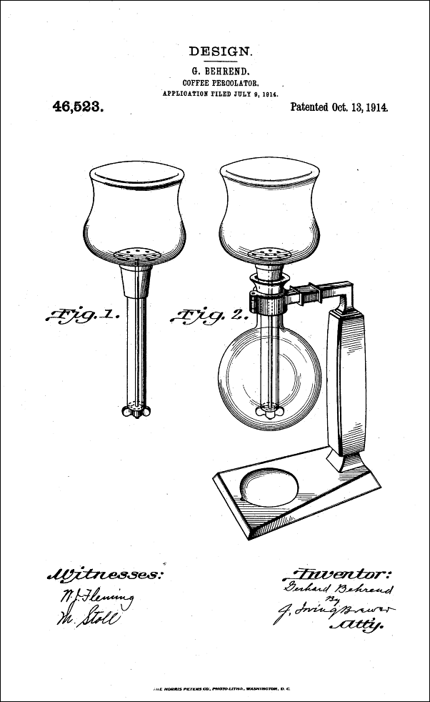 Gerhard Behrend, Coffee maker, 1914. Part of the MoMa collection, Source drawing