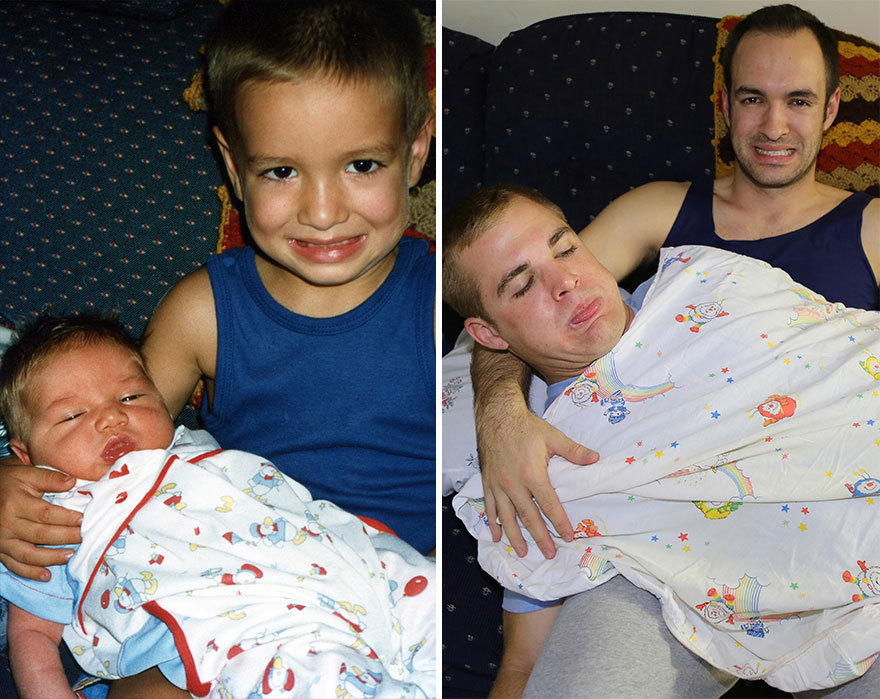 boredpanda:  Three Brothers Recreate Their Weirdest Childhood Photos As A Gift For