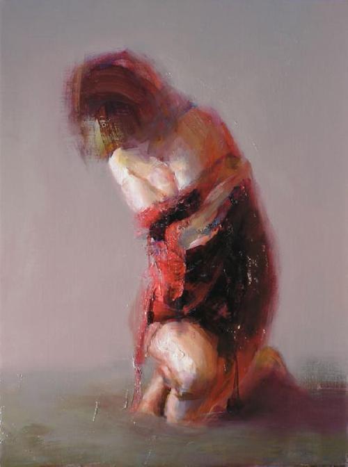 asylum-art:  Zin Lim Paints Figures Gracefully Dissolving into Abstraction Zin Lim  paints sculpted bodies and faces with twinkling eyes before wiping them away with textured paint strokes. While the San Francisco-based artist began his career painting