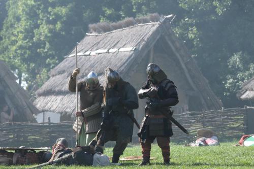 earthschild:west-slavs:Festival Veligrad in the archaeological skansen [open-air museum] Modrá, Czech Republic. Historical Slavic costumes and armour from c. 9th-10th centuries, area of Great Moravia - the first recognized West Slavic state to emerge