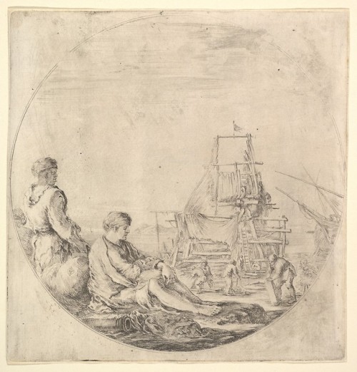 met-drawings-prints: A black sailor standing to left, in profile to the right, a white sailor seated
