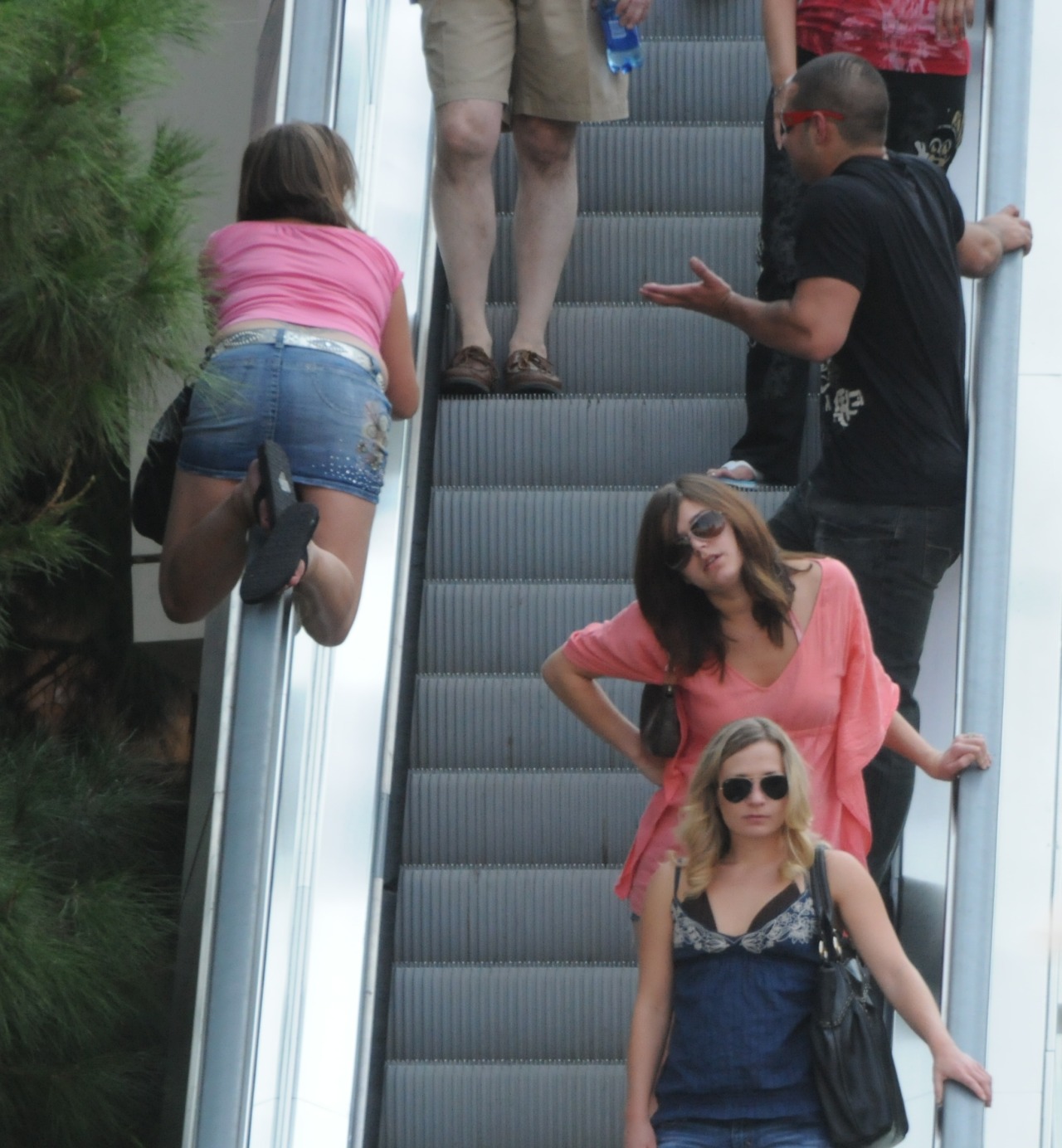 Girls slide down handrails everywhere. It’s just that here in Vegas they do it