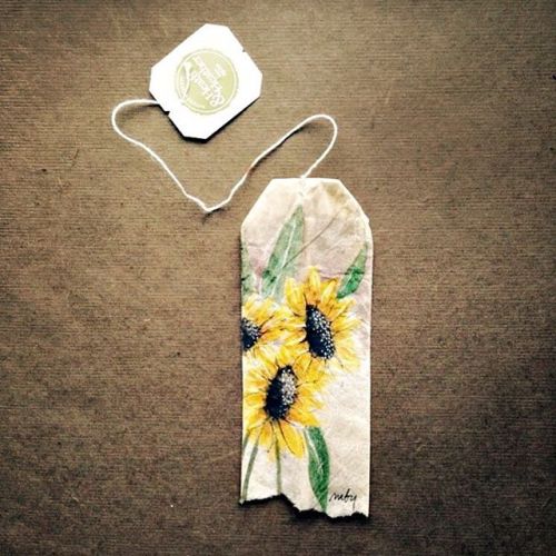 April Flowers, Day 104/363 #fbf #tgif #aprilfools #recycledart #teabag #heathandheathertea #heathand