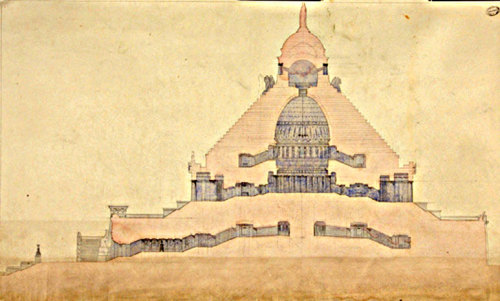 argentoalmoure:Panthéon. 1863    Dessin scolaire d'architecture. Albert-Léo