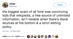 strawberryoverlord: Literally all I would do was use Wikipedia and then scroll down and link the sources they used to my paper. Teachers didn’t have to know shit. 