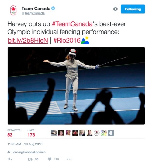 allthecanadianpolitics: In fencing, Canadian Eleanor Harvey made history today: -She defea