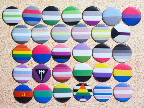 1.5″ (3.81cm) PRIDE FLAG BUTTONS! We have 4 listings to make the pins easier to search for on Etsy, 