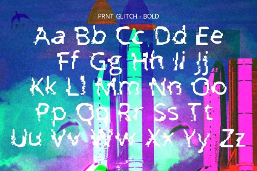 Prnt Glitch Layered Display Fonts by Big Blond Bear