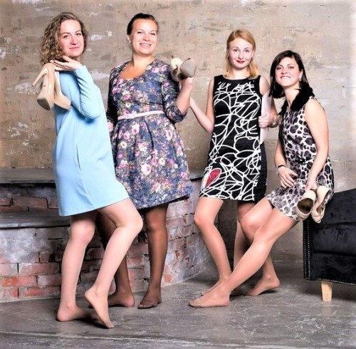 annoyinglbyprofoundcollectorlove:having removed their shoes these four woman are ready to enter a sh