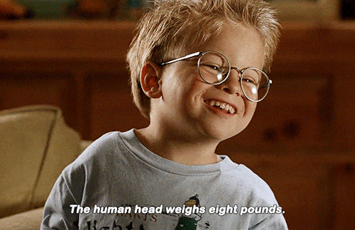 The human head weight 8 lbs gif from Jerry Maguire. Holding the weight of your head up all day is one reason you may have neck pain when sitting at a desk