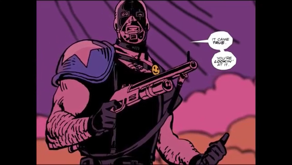 Stills from the Watchmen moving comic, issue 2. Absent friends