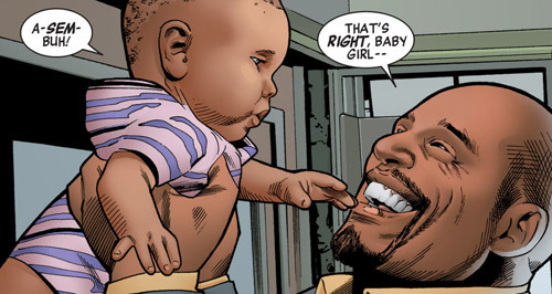marveldaily:copperbadge:Danielle Cage: best actualfacts Avengerbaby. [From Mighty Avengers #4, 2013.