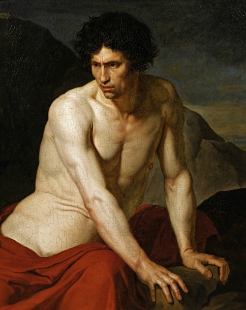 hadrian6: Academic Male Study. 1787. Jacques Augustin Pajou. French 1766-1828. oil/canvas. from the 