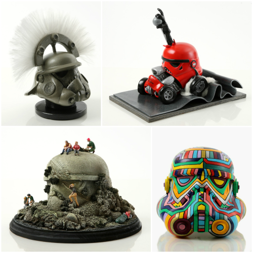 xombiedirge:  Custom Storm Trooper Helmets, (Click images for artist info). Part of the Star Wars Legion Art Exhibit, open until Sunday, May 5th 2014, at the Robert Varges Gallery. All proceeds benefit the Willing Hearts charity