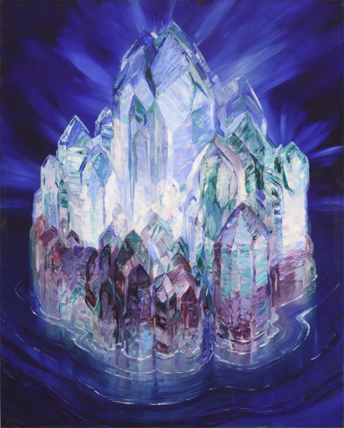 Wenzel Hablik, Crystal Castle in the Sea, Kristallschloss im Meer, 1914. Oil on canvas. Nationalgale