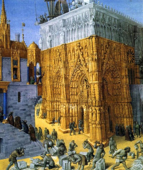 Jean Fouquet, Building of the Temple of Jerusalem, c1470.