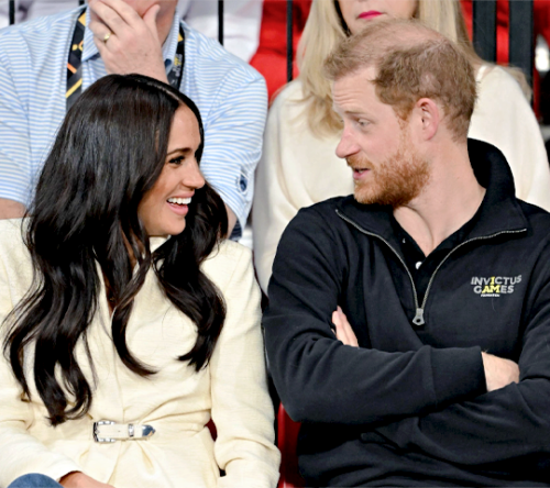 The Duke and Duchess of Sussex attend the volleyball on day two of the Invictus Games 2020 at Zuider