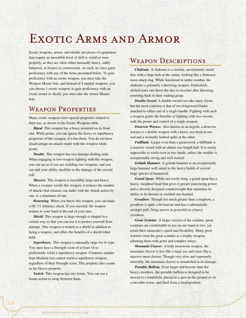 dnd-5e-homebrew - Weapons, Armor and Feats by The Middlefinger of...