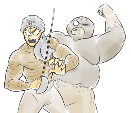Kinnikuman Day 2019I was in the mood to draw more obscure characters from the series so I picked the two guys who unintentionally kicked off Kinnikuman’s path into becoming a legendary wrestling manga. Moko-seijin and Abdullah, two monsters who challenged Suguru and Terry to prove monsters were superior to Choujin.Though the chapter was still in the ‘monster of the week’ format, the fight did have a somewhat ‘serious’ tone to it, with things getting bloody in the end. 

A sign of things to come, and the eventual shift towards super-human wrestling.On a side note, it would be cool to see another monster wrestler appear someday, just to see how current Yude would fit them into the ever improving lore. #kinnikuman#Kinnikuman Day#mydoodls