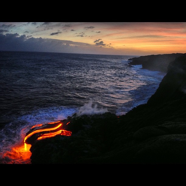 Dear Pele, thanks for the memories. #hawaii #volcano  #lava #ocean #sunset