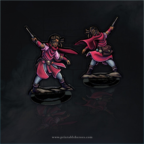 Human Sorceress and Wizard Variant paper miniature and VTT files, both available for download from m