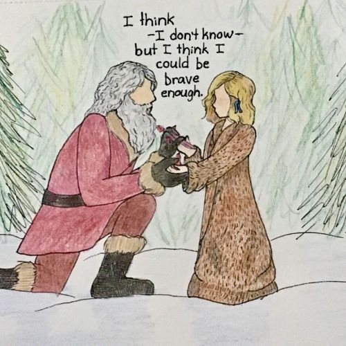 art-of-narnia:Lucy and Father Christmas by cleverasyoucanArtwork found here.