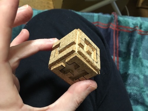 i made a working version of the writing cube from the game fez! 1 small wood cube plus some cut up c