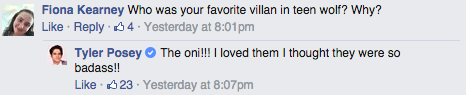 notanotherteenwolfpodcast: Some highlights from Posey’s Q&amp;A on facebook.