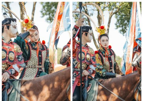 chinese armor and hanfu for riding and archery for women via 木有东南枝