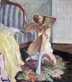 artbeautypaintings:  While undressing - Edward Cucuel