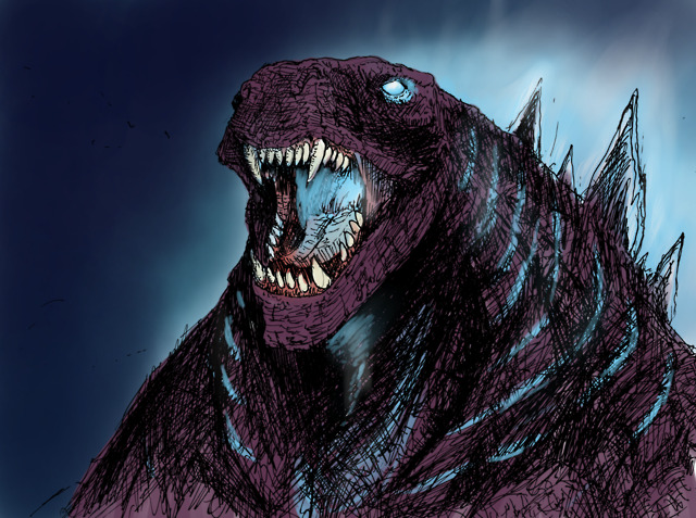 Speedpaint of the king of the monsters. About an hour on the ink sketch  and then a half an hour experimenting with layers and glows #Godzilla King of the Monsters #godzilla#Monster#kaiju#toho#kaiju toho