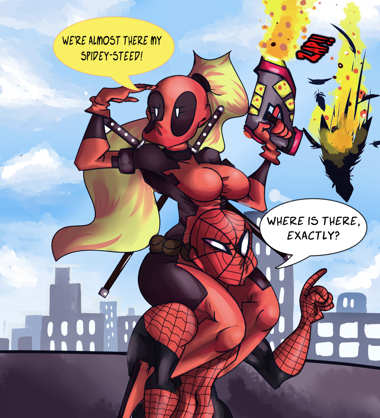 Lady Deadpool and Spidey crossover. I also made this into a Video, you can watch