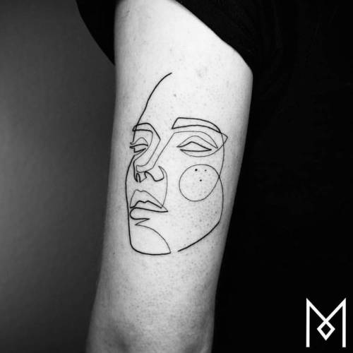 Beautiful linework and dotwork portrait tattoo by Mo Ganji source  Instagram  moganji  Single line tattoo Line tattoos Mo ganji