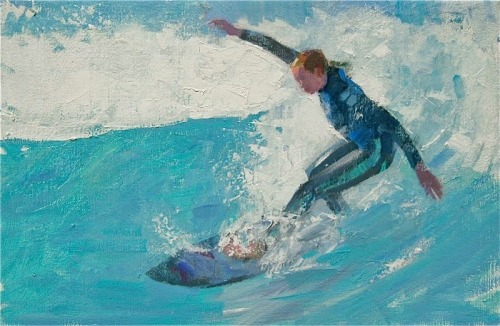 Surfer Girl   -    Robert LemlerAmerican, b.1951-Oil on canvas, 10 x 15 “
