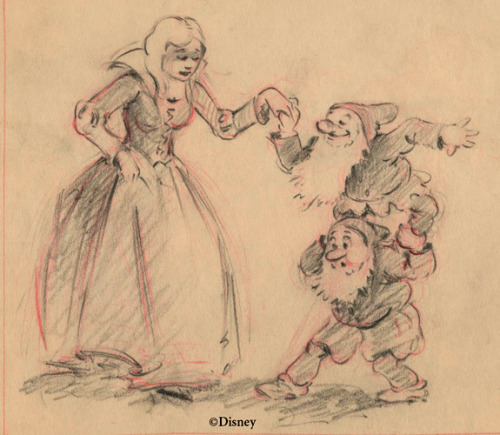 Early character designs for Snow White and the Seven Dwarfs
