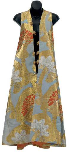 Sleeveless Evening CoatChristian Dior1978A Christian Dior blue-grey, orange and gilt-brocade sleevel