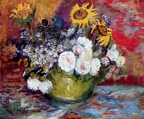 nataliakoptseva:  Still Life with Roses and Sunflowers Vincent van Gogh 