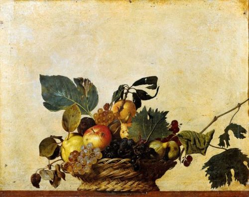 artist-caravaggio:Basket of Fruit, 1596, CaravaggioMedium: oil,canvas