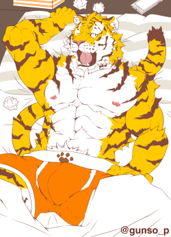 gunso0127:  Morning Tiger.http://www.pixiv.net/member_illust.php?mode=medium&amp;illust_id=49223316