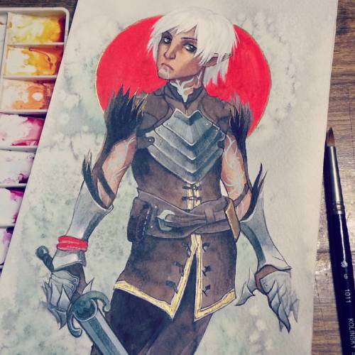 #traditionalart #painting #traditional #drawing #watercolor #copic #dragonage #dragonage2 #fenris