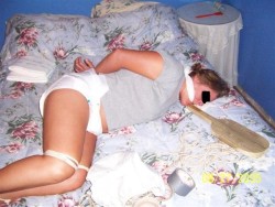 sissyhusbandforever:  wittlesissybaby:“You’re in for a very uncomfortable night!” Anytime the kidnapper took control of a sissy, he liked to treat them all the same way that first night: Diapers, strict bondage, gag and lay them on the bed right