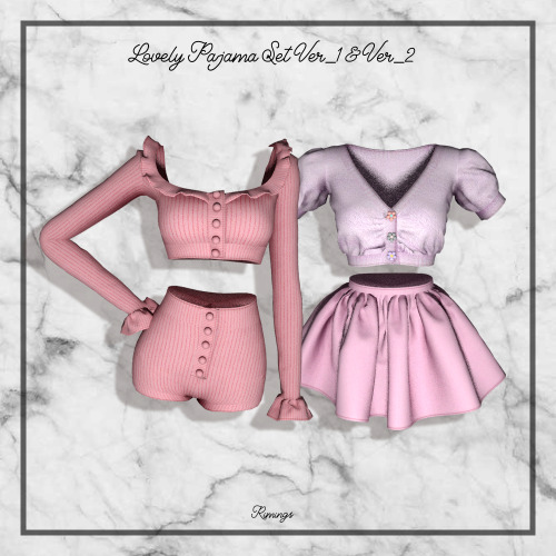 [RIMINGS] Lovely Pajama Set Ver_1 & Ver_2- DRESS- NEW MESH- ALL LODs- NORMAL MAP- 20 / 20 SWATCH