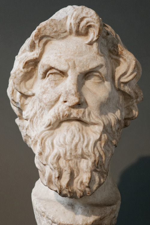 Marble bust of Antisthenes (ca. 445-365 BCE), Socratic philosopher sometimes credited as the founder