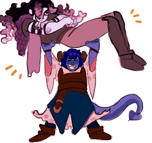 infernallegaycy: batsquatchin: jester has ultimate BDE [id: an illustration of yasha &amp; jeste