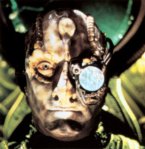 A Cardassian assimilated by the Borg aboard the time-displaced USS Enterprise-E.