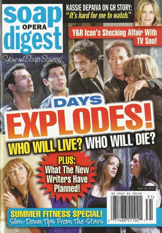 Classic SOD Cover Date: July 30, 2012
(top) Eric Martsolf & Casey Jon Deidrick (Brady & Chad, DAYS OF OUR LIVES)
Shawn Christian (Daniel, DAYS OF OUR LIVES)
Drake Hogestyn & Deidre Hall (John & Marlena, DAYS OF OUR LIVES)
(bottom) Arianne Zucker...