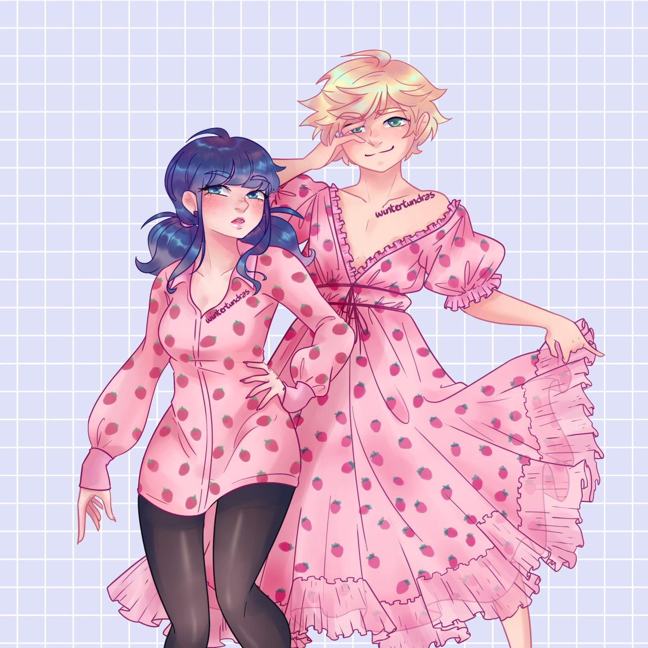 Marinette holding a giant cupcake with a strawberry on top from