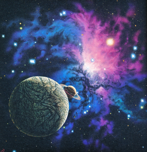 retroscifiart: Repost of ‘Orchid Nebula’ by Kim P Poor from the book Visions of Space by David A. Ha