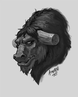 eepoxdraws:  Started off as a lunch break sketch and continued some at home after work. The character belongs to a buddy of mine. Hail Atahalni Grimtotem, your sketchy &amp; scheming neighbourhood bull.  He’s in severe need of shampoo..  