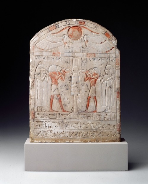 theancientwayoflife:~ Round-Topped Funerary Stele of Ta-Khaa-En-Bastet.Date: 700-600 B.C.Place of or